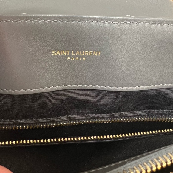 NWT Saint Laurent LouLou Storm Gray Leather Medium Shoulder Bag Gold HW - Picture 11 of 13